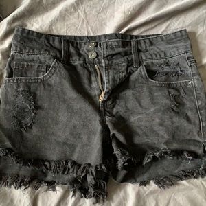 black jean shorts